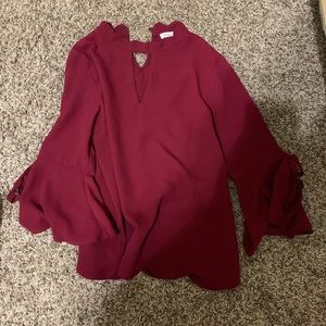 Maroon Flounce Top